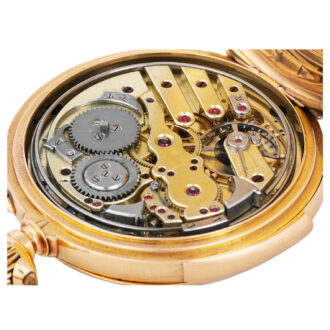 French 18K gold minute repeating keyless lever watch Circa 1890