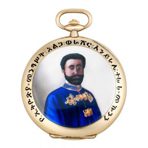 Swiss gold watch with polychrome enamel portrait Circa 1928