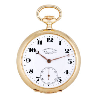 Swiss gold open faced keyless lever pocket watch Circa 1915