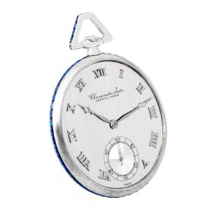 Swiss/French white gold and sapphire-set dress watch Circa 1925