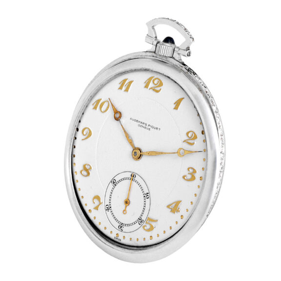 Slim Swiss platinum and diamond-set dress watch Circa 1925