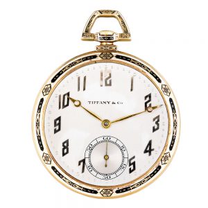 Swiss 18 carat gold champlevé enamel lever watch Circa 1920