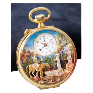 Swiss silver musical centre seconds lever automaton Circa 1985