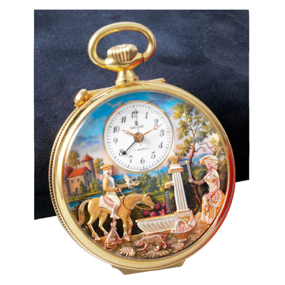Swiss silver musical centre seconds lever automaton Circa 1985