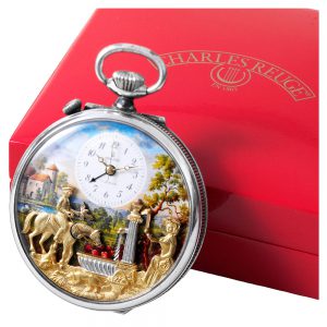 Swiss gold-plated centre seconds lever musical automaton Circa 1985