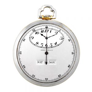 Swiss lever with center seconds and digital calendar Circa 1925