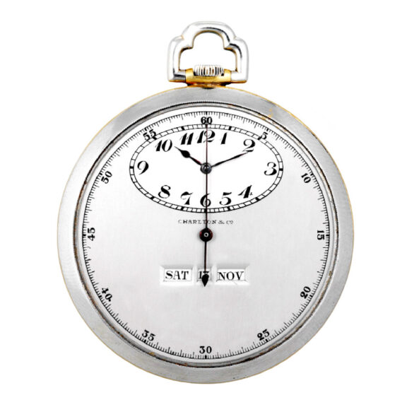 Swiss lever with center seconds and digital calendar Circa 1925