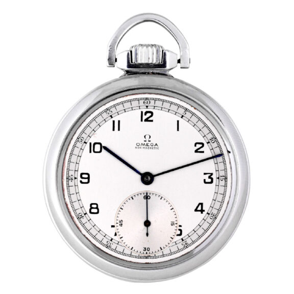 Swiss Staybrite stainless steel keyless lever pocket watch Circa 1950