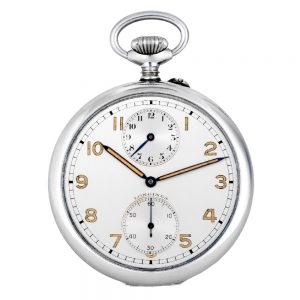 Swiss stainless steel open faced lever watch with alarm Circa 1920