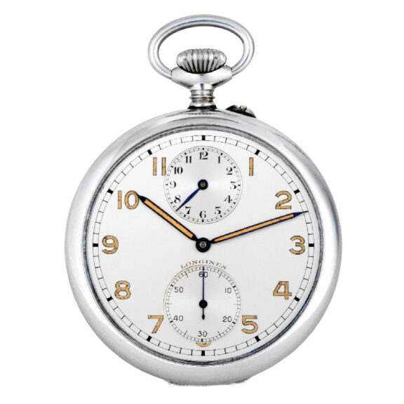 Swiss stainless steel open faced lever watch with alarm Circa 1920
