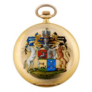 Swiss gold and enamel hunting cased lever dress watch Circa 1920
