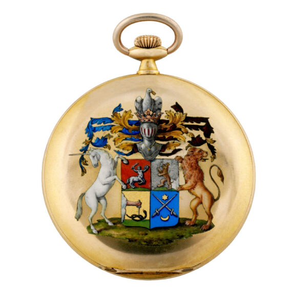 Swiss gold and enamel hunting cased lever dress watch Circa 1920