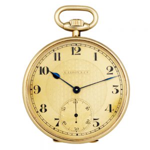 Fine French 18K gold open faced lever pocket watch Circa 1920