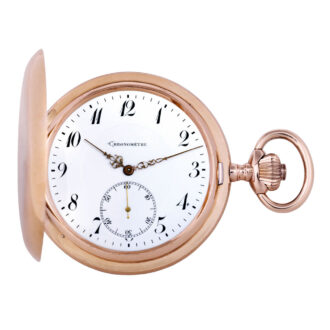 Swiss rose gold hunting cased keyless pocket chronometer Circa 1890
