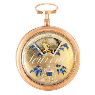 Swiss rose gold and enamel double faced automaton Circa 1800