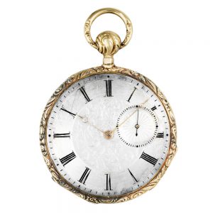 Swiss gold open faced quarter repeating cylinder watch Circa 1830