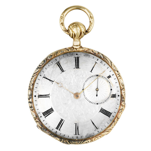 Swiss gold open faced quarter repeating cylinder watch Circa 1830