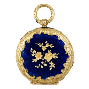 Swiss gold and enamel miniature pendant watch Circa 1850
