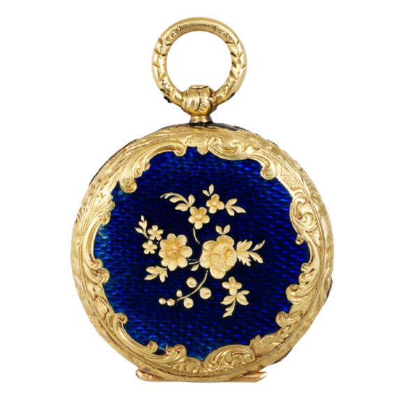 Swiss gold and enamel miniature pendant watch Circa 1850