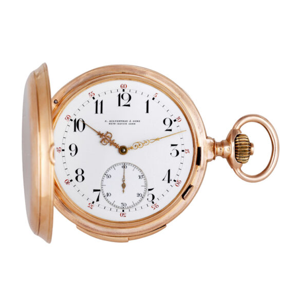 Swiss rose gold hunting cased minute lever watch Circa 1900