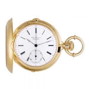 Danish 18K gold hunting cased lever chronograph Circa 1870