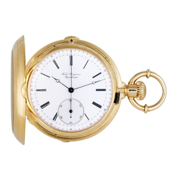 Danish 18K gold hunting cased lever chronograph Circa 1870