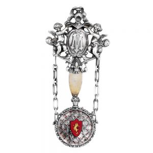 French silver keyless neo baroque lapel watch Circa 1870