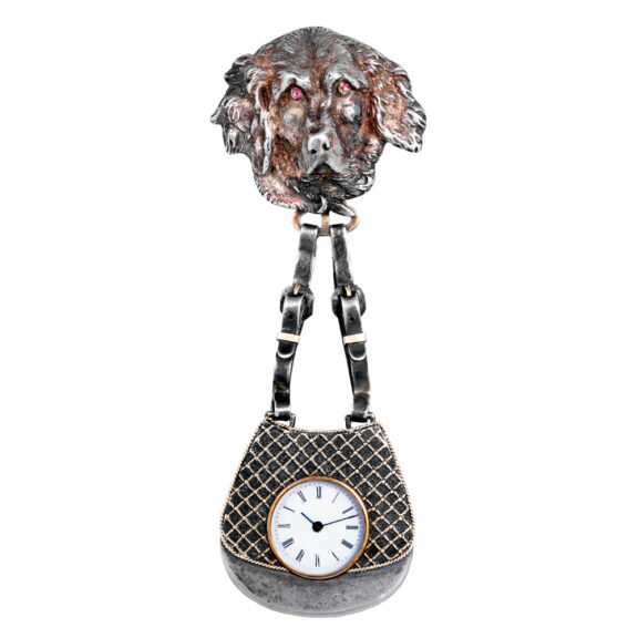 Swiss silver, gold and diamond-set bag-form lapel watch Circa 1880