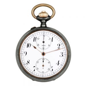 Swiss gunmetal lever chronograph with register Circa 1910