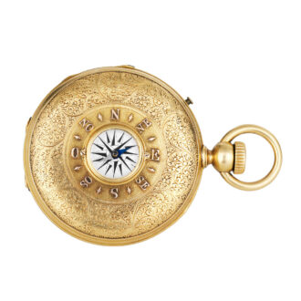 Swiss gold half-hunting cased lever watch with compass Circa 1855