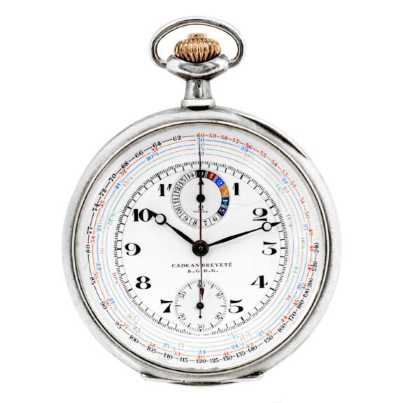 Very rare Swiss sterling silver lever chronograph Circa 1910 Very rare Swiss sterling silver lever chronograph Circa 1910