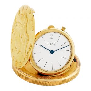 Swiss gold watch set into 20 Dollar US coin dated 1885 Circa 1980