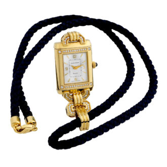 Swiss gold and diamond-set reversible pendant watch Circa 2000