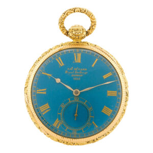 Large English 18K gold open faced duplex watch Circa 1820