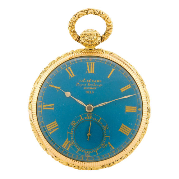 Large English 18K gold open faced duplex watch Circa 1820 Large English 18K gold open faced duplex watch Circa 1820