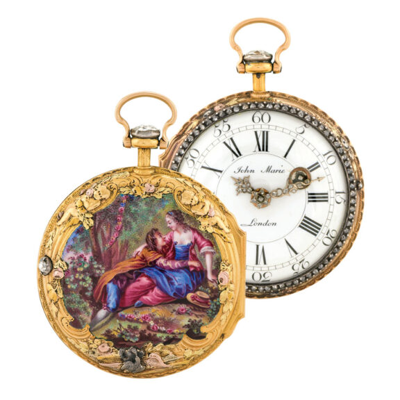 French/English 20K gold, enamel and diamond-set verge Circa 1775 French/English 20K gold, enamel and diamond-set verge Circa 1775