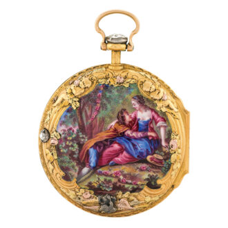 French/English 20K gold, enamel and diamond-set verge Circa 1775