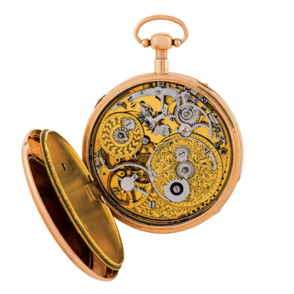 Swiss 18K gold quarter repeating musical cylinder watch Circa 1820