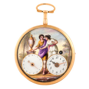 Rare French 18K gold verge pocket watch with calendar Circa 1790