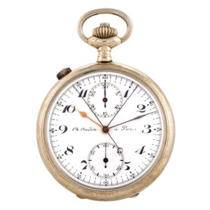 French nickel keyless lever split-seconds chronograph Circa 1910