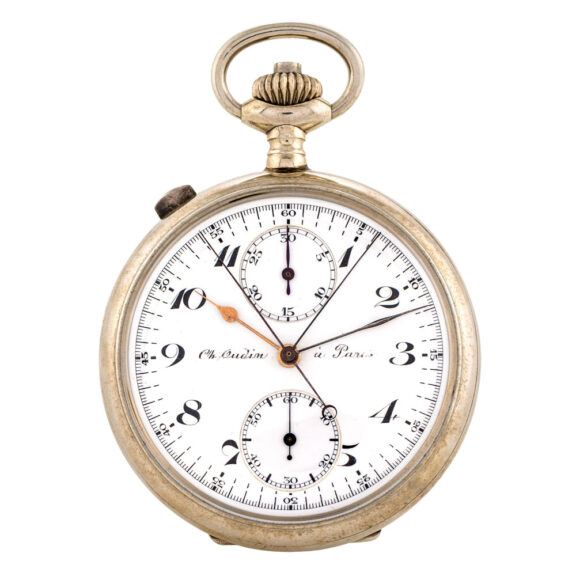 French nickel keyless lever split-seconds chronograph Circa 1910