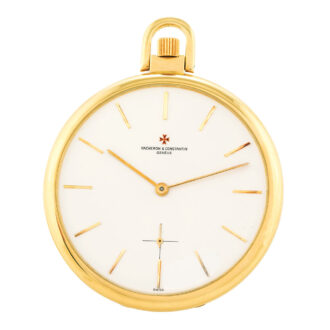 Thin Swiss 18K gold open faced oval lever pocket watch Circa 1975