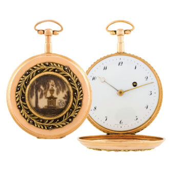 Swiss 18K gold hunting cased repeating verge watch Circa 1830