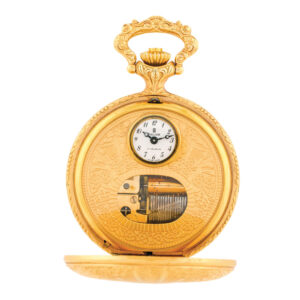 Swiss gold-plated hunting cased musical lever watch Circa 2000