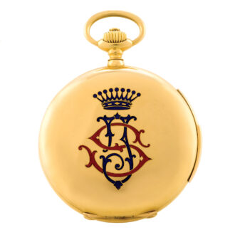Swiss gold and enamel minute repeating keyless lever Circa 1905