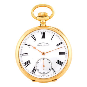 Large Swiss 18K gold keyless lever pocket chronometer Circa 1912