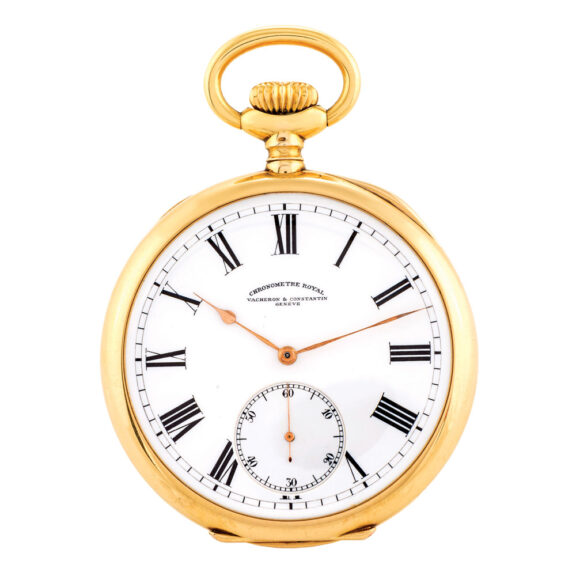 Large Swiss 18K gold keyless lever pocket chronometer Circa 1912
