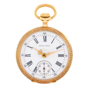 Swiss gold open faced keyless lever pendant watch Circa 1908