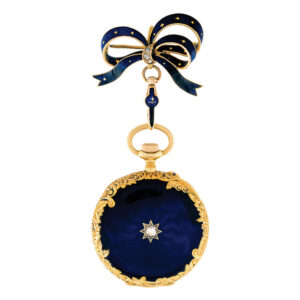 Rare Swiss gold lever pendant watch with brooch Circa 1899
