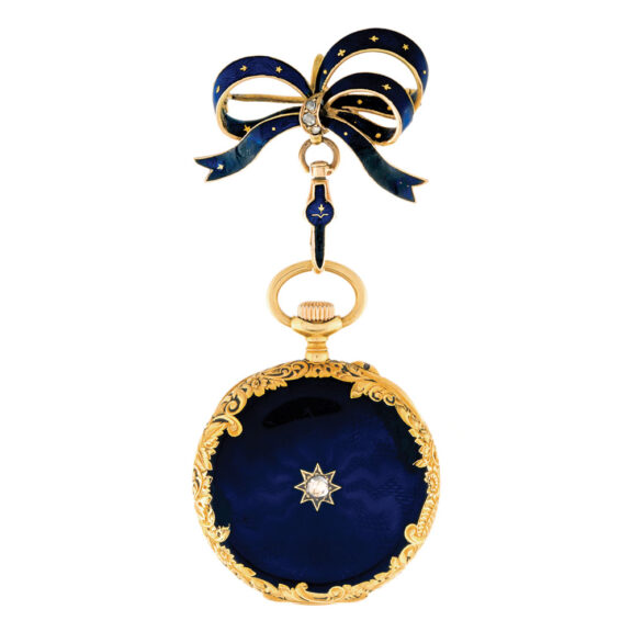 Rare Swiss gold lever pendant watch with brooch Circa 1899